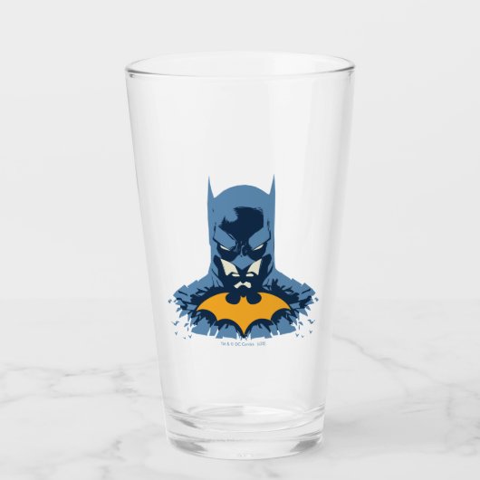 Verre Batman Bust brisé Avec Logo Or (Devant)