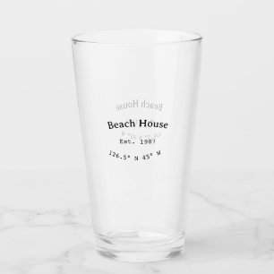 Verre Beach house et. Date année coordonnées personnalis