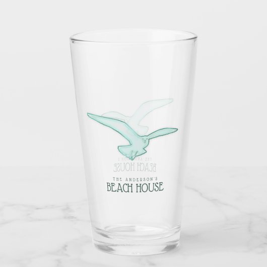 Verre Beach House Seagull Aqua Blue ID623 (Devant)