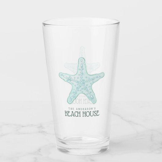 Verre Beach House Starfish Aqua Blue ID623 (Devant)