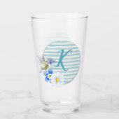 Verre Beau Colibri Blue Floral Monogramme Boire (Devant)