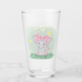 Verre Beau éléphant avec un arc rose dans une clairière (Dos)