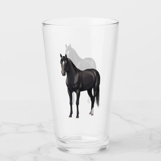 Verre Beau Stallion Cheval du Quartier Noir (Devant)