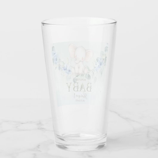 Verre Bébé mignon Eléphant Bleu Roses (Dos)
