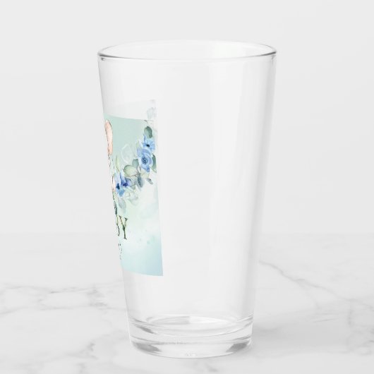Verre Bébé mignon Eléphant Bleu Roses (Gauche)