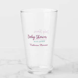 Verre Bébé shower nom date animal oreille mignon bleu ja
