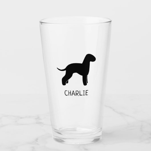 Verre Bedlington Terrier Chien Silhouette Personnalisé (Devant)