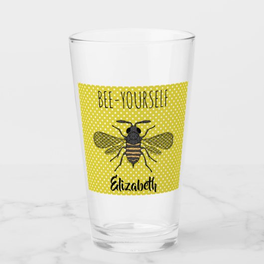 Verre BEE Yellow Polkadot design tendance nommé (Devant)