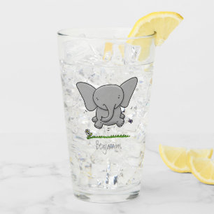 Verre Belle adorable dessin d'éléphant bébé