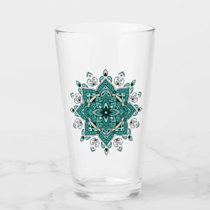 Verre Belle décoration de mandala turquoise