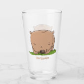 Verre Belle illustration de dessin animé de bébé wombat (Devant)