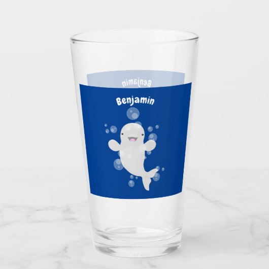 Verre Béluga mignon bulles dessin de dessin animé (Devant)