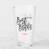 Verre Best Brother Stylish Black Script Red Name Cadeau (Dos)