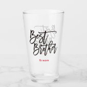 Verre Best Brother Stylish Black Script Red Name Cadeau (Devant)
