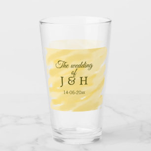 Verre Beurre jaune pastel le mariage du nom de couple le