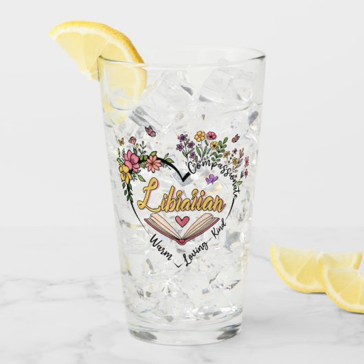 Verre Bibliothécaire compatissante - Floral Heart Design (Devant glace)