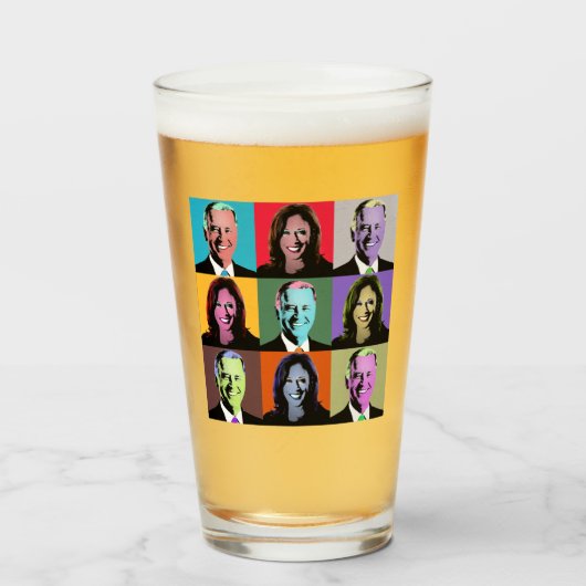 Verre Biden Harris Pop Art (Neon) (Devant (rempli))