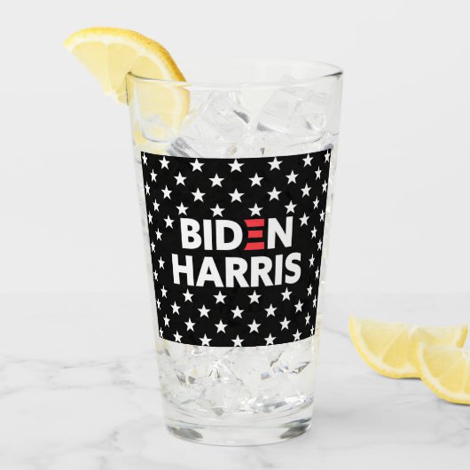 Verre Biden / Harris White Stars Motif Black (Devant glace)