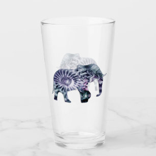 Verre Bien-être animal - Silhouette d'éléphant Fractale