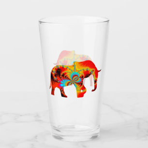 Verre Bien-être animal - Silhouette éléphante Fractale 1