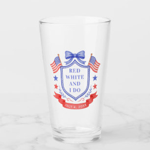 Verre Bienvenue à la fête de mariage rouge, blanc et je