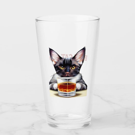 Verre Bière de peinture de chat mignonne (Devant)