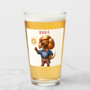 Verre Bière de teckel peigne rouge
