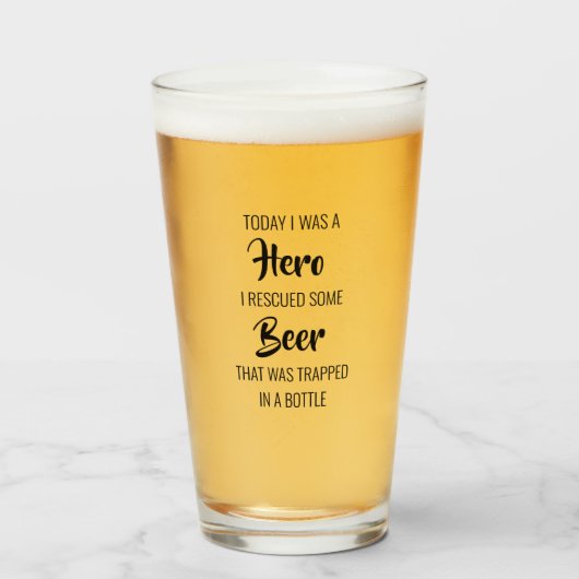 Verre Bière J'étais un héros (Devant (rempli))