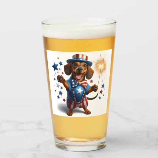 Verre Bières pour teckel du 4 juillet (Devant (rempli))