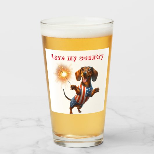 Verre Bières pour teckel du 4 juillet (Devant (rempli))