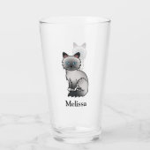 Verre Birman / Ragdoll Point Bleu Chat Mignon & Nom (Dos)