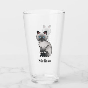 Verre Birman / Ragdoll Point Bleu Chat Mignon & Nom