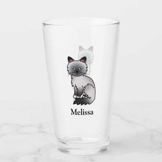 Verre Birman / Ragdoll Point Bleu Chat Mignon & Nom (Devant)