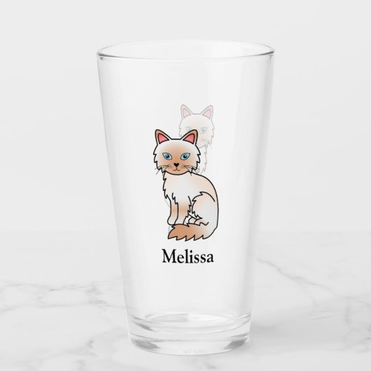 Verre Birman / Ragdoll Point Rouge Chat Mignon & Nom (Devant)