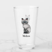 Verre Birman / Ragdoll Tabby bleu mignon & nom (Dos)