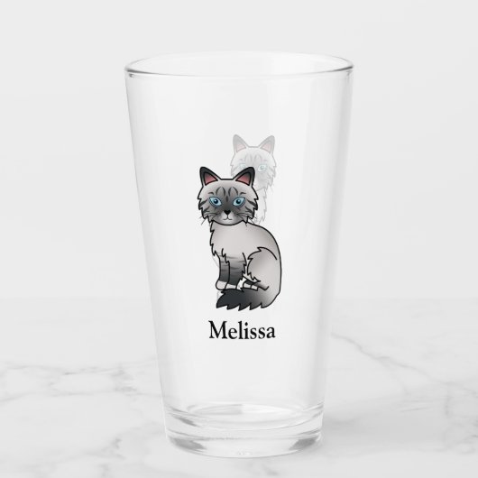 Verre Birman / Ragdoll Tabby bleu mignon & nom (Devant)