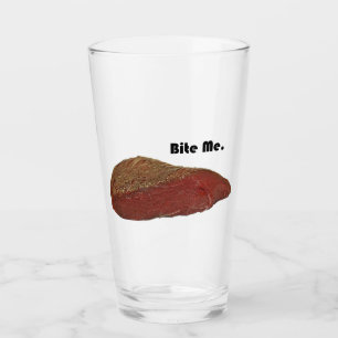 Verre Bite Me Funny Steak Beef Pun Joke