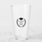 Verre Black Laurel Wreath Grad Casquette Graduate Nom et (Devant)