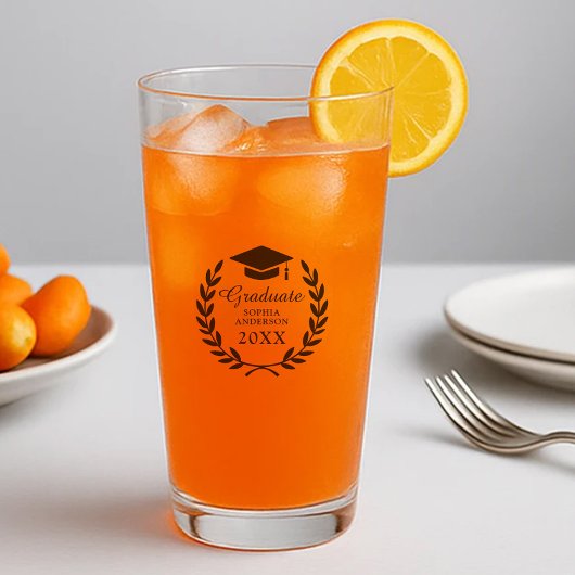 Verre Black Laurel Wreath Grad Casquette Graduate Nom et