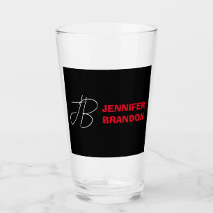 Verre Black White Red Handwriting Monogramme Ajouter un