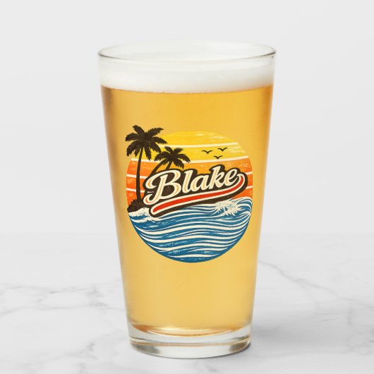 Verre Blake Retro Sunset Name Design (Devant (rempli))
