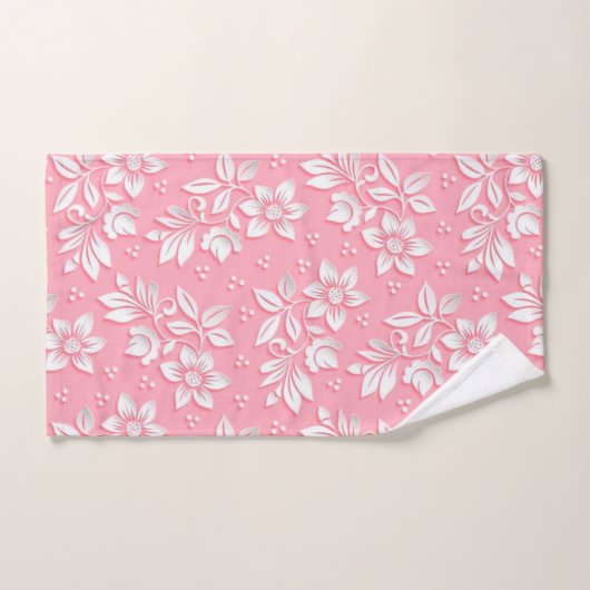 Verre blanc rose floral moderne (Serviette à main)