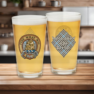 Verre Blason de Clan Haig sur tartan à carreaux