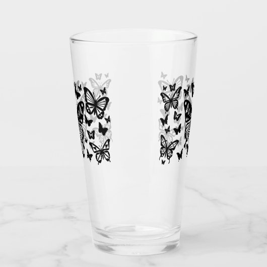 Verre Blessure aux papillons en noir (Gauche)