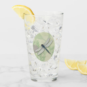 Verre bleu de boissons de libellule