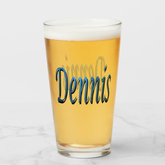 Verre Bleu Dennis Nom Logo, (Devant (rempli))