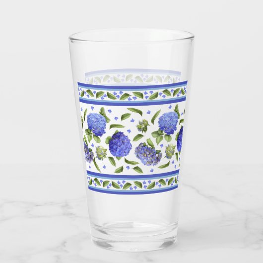 Verre Bleu Hydrangeas frise feuille (Dos)