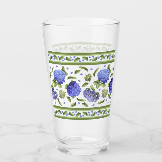 Verre Bleu Hydrangée Fantastique Bordure (Dos)