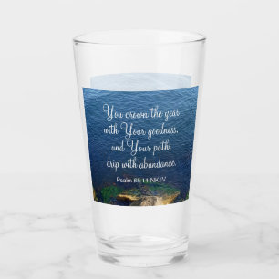 Verre Bleu Océan Bienheureux Nouvel An Bible chrétienne 