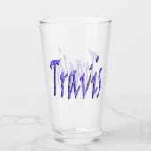 Verre Bleu Starry Nom de Travis Logo, (Dos)
